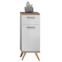 SPODNJA OMARICA 35,5/89,5/33,0 cm  - barve hrasta/bela, Design, steklo/leseni material (35,5/89,5/33,0cm) - Xora