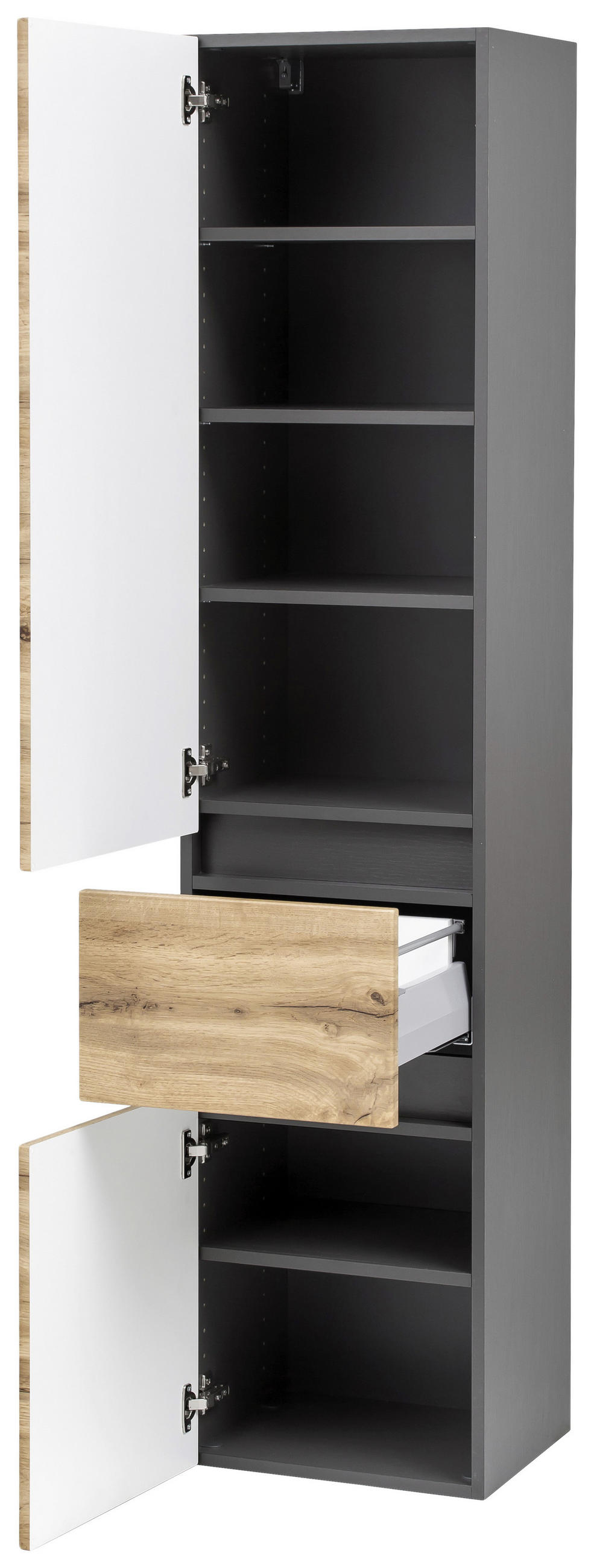 HOCHSCHRANK 40/180/35 cm  - Eichefarben/Silberfarben, KONVENTIONELL, Holzwerkstoff/Kunststoff (40/180/35cm) - Held