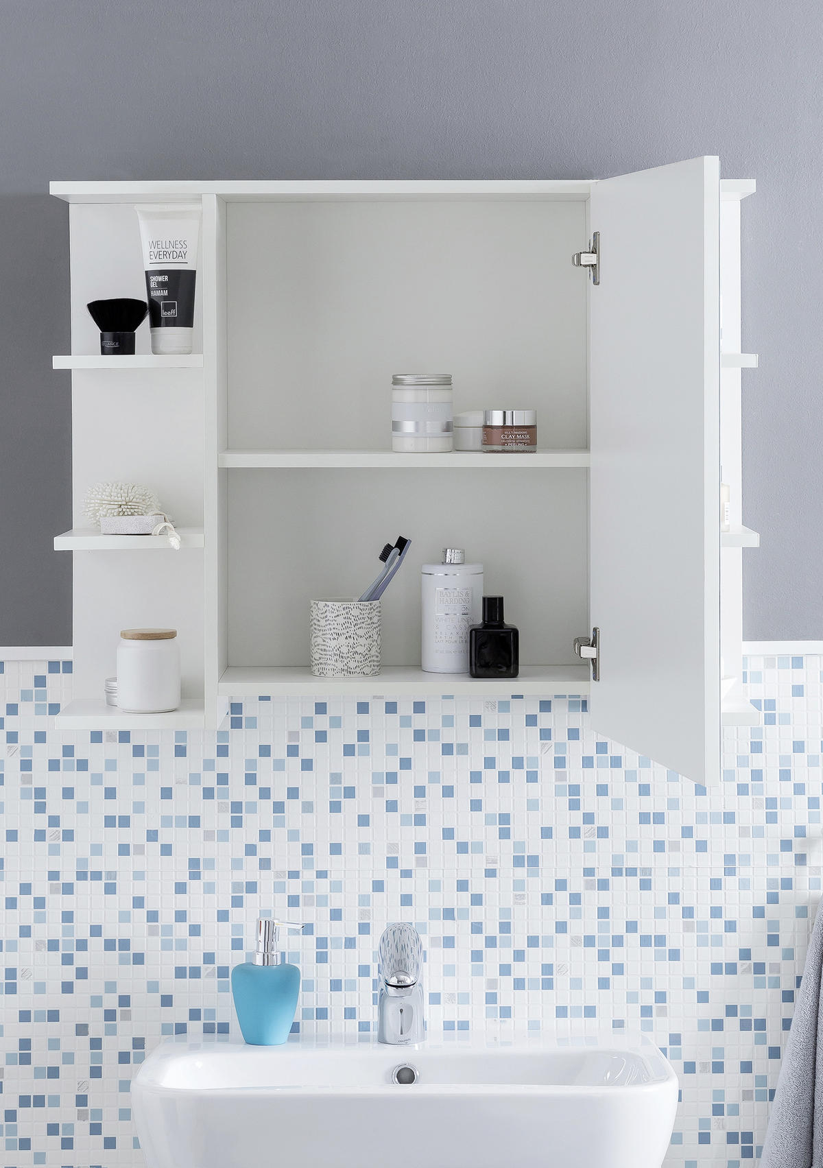 SPIEGELSCHRANK 80/64,5/20 cm  - Weiss, Konventionell, Glas/Holzwerkstoff (80/64,5/20cm) - MID.YOU