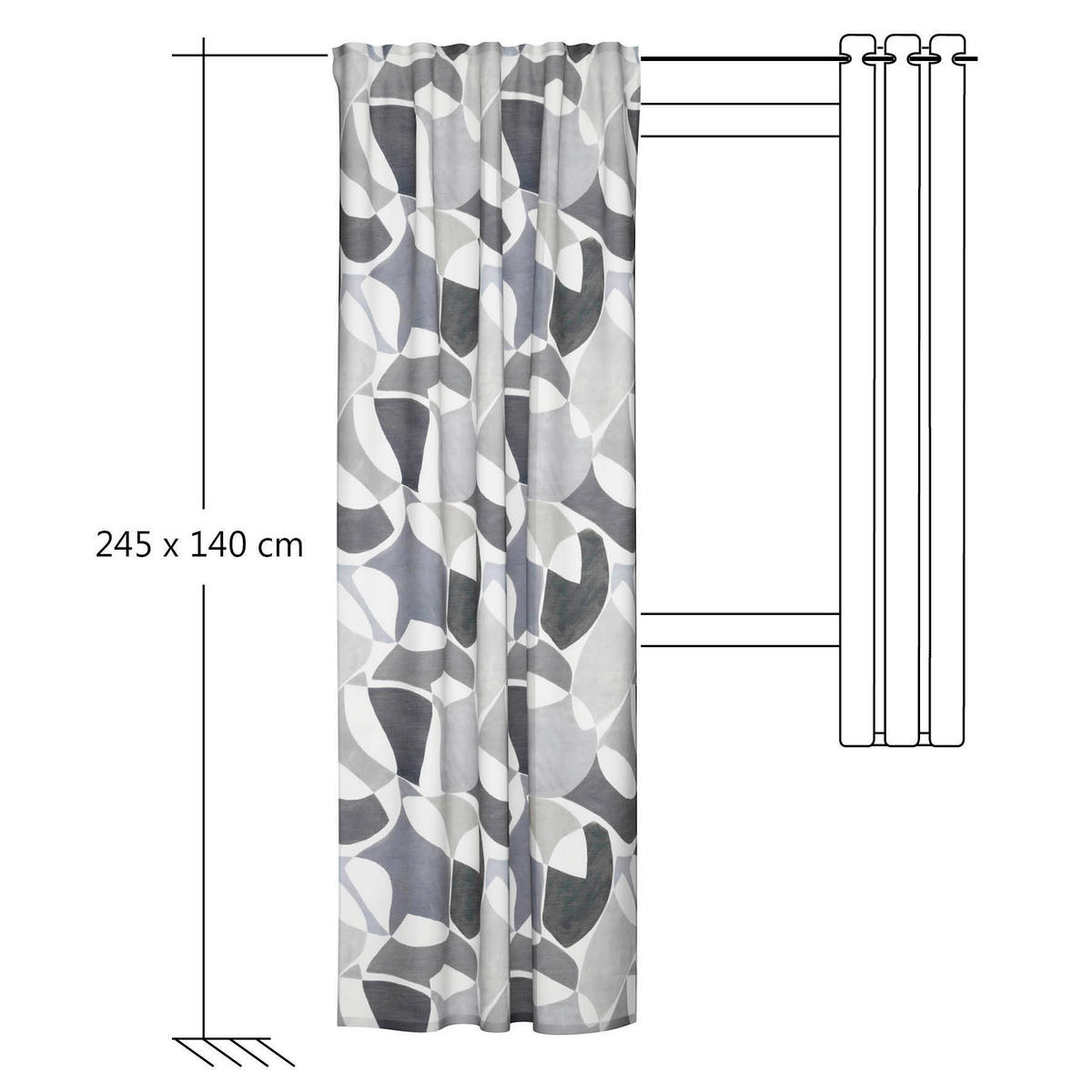 SCHLAUFENVORHANG halbtransparent  - Grau, Basics, Textil (140/245cm) - Fuggerhaus