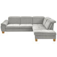 ECKSOFA  in Flachgewebe Weiß  301/243 cm  - Wildeiche/Weiß, Natur, Holz/Textil (301/243cm) - Voleo