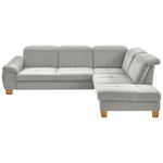 ECKSOFA  in Flachgewebe Weiß  301/243 cm  - Wildeiche/Weiß, Natur, Holz/Textil (301/243cm) - Voleo