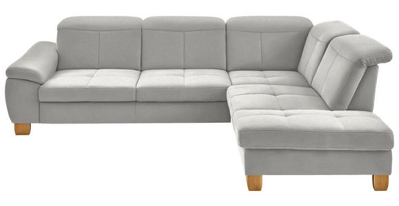ECKSOFA  in Flachgewebe Weiß  301/243 cm  - Wildeiche/Weiß, Natur, Holz/Textil (301/243cm) - Voleo