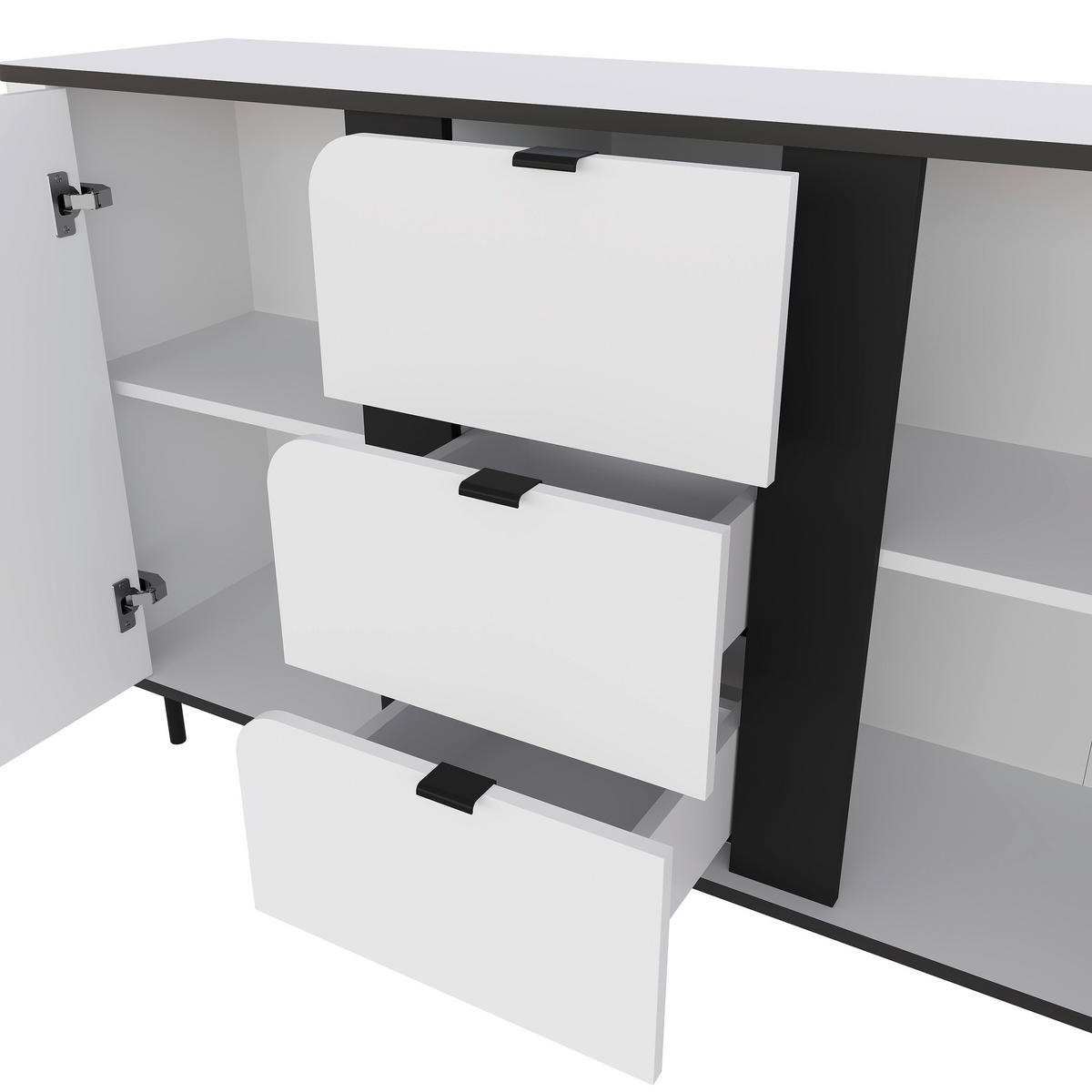 SIDEBOARD  in 136,8/82/35,2 cm  - Schwarz/Weiß, MODERN, Holzwerkstoff/Kunststoff (136,8/82/35,2cm) - Carryhome