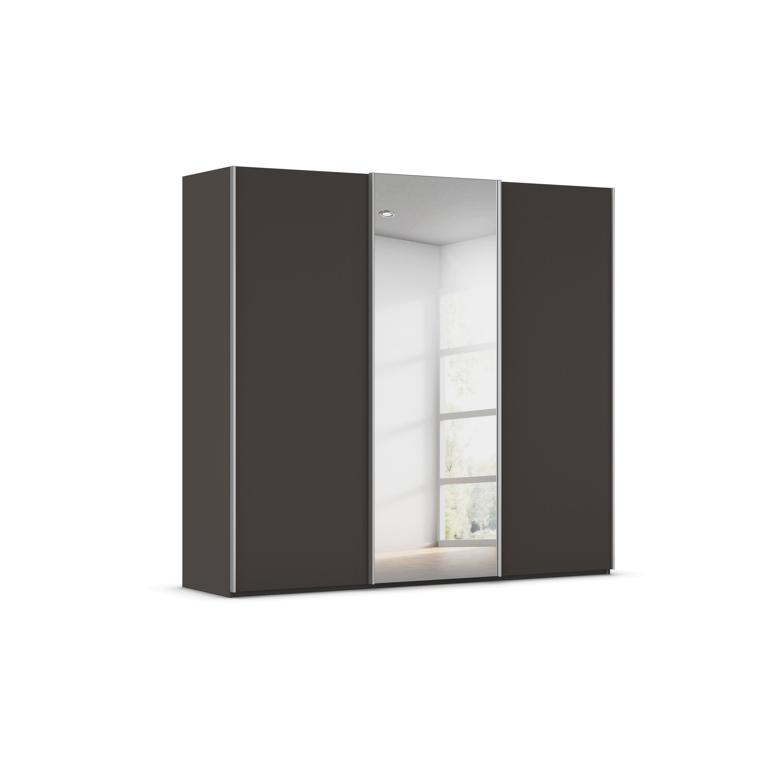 SCHWEBETÜRENSCHRANK 242/223/69 cm,  in Graphitfarben, Alufarben, 3 Tür(en)  - Alufarben/Graphitfarben, Basics, Glas/Holzwerkstoff (242/223/69cm) - Rauch Möbel