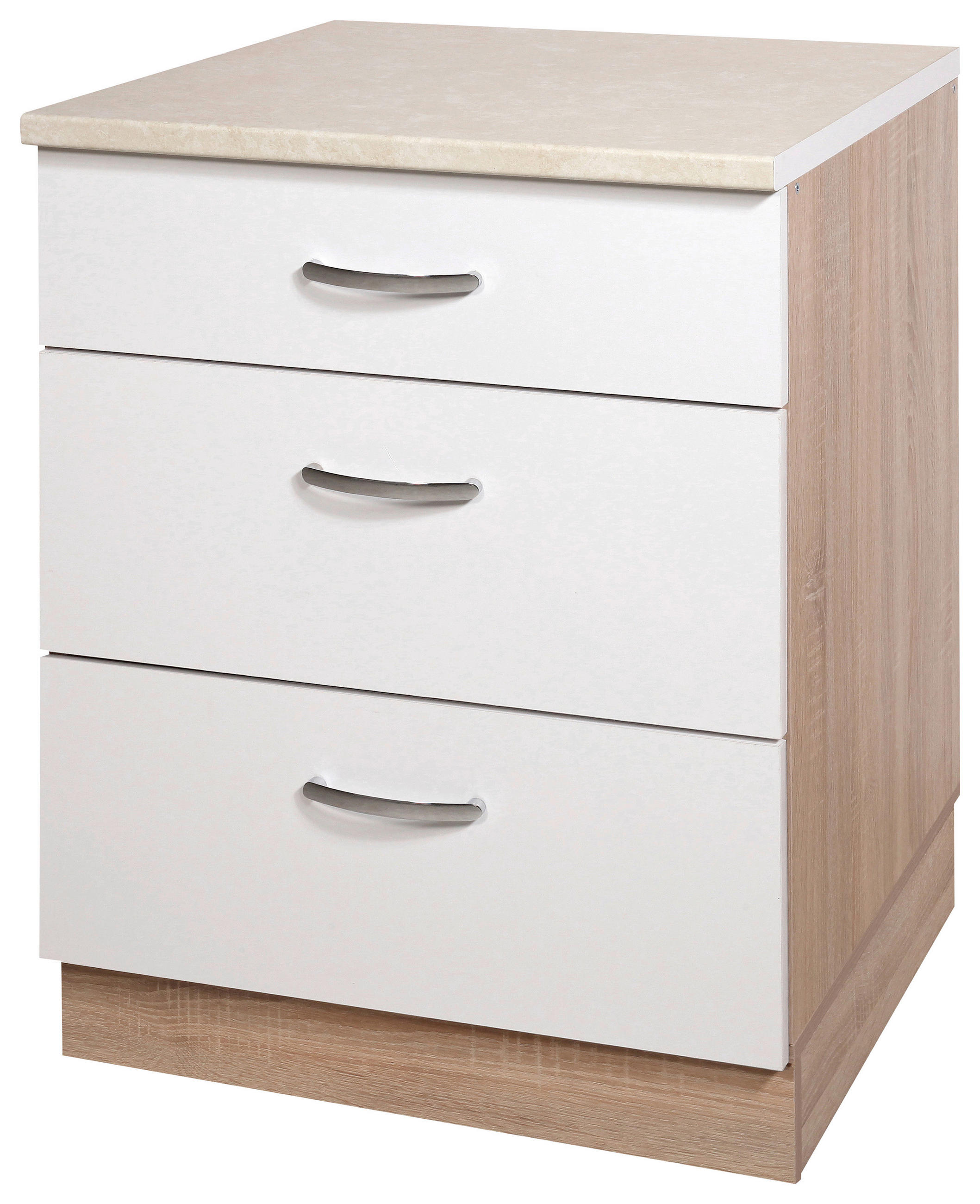 kuhinjski element - bela/barve aluminija, Design, kovina/leseni material (60/83/55cm) - Boxxx