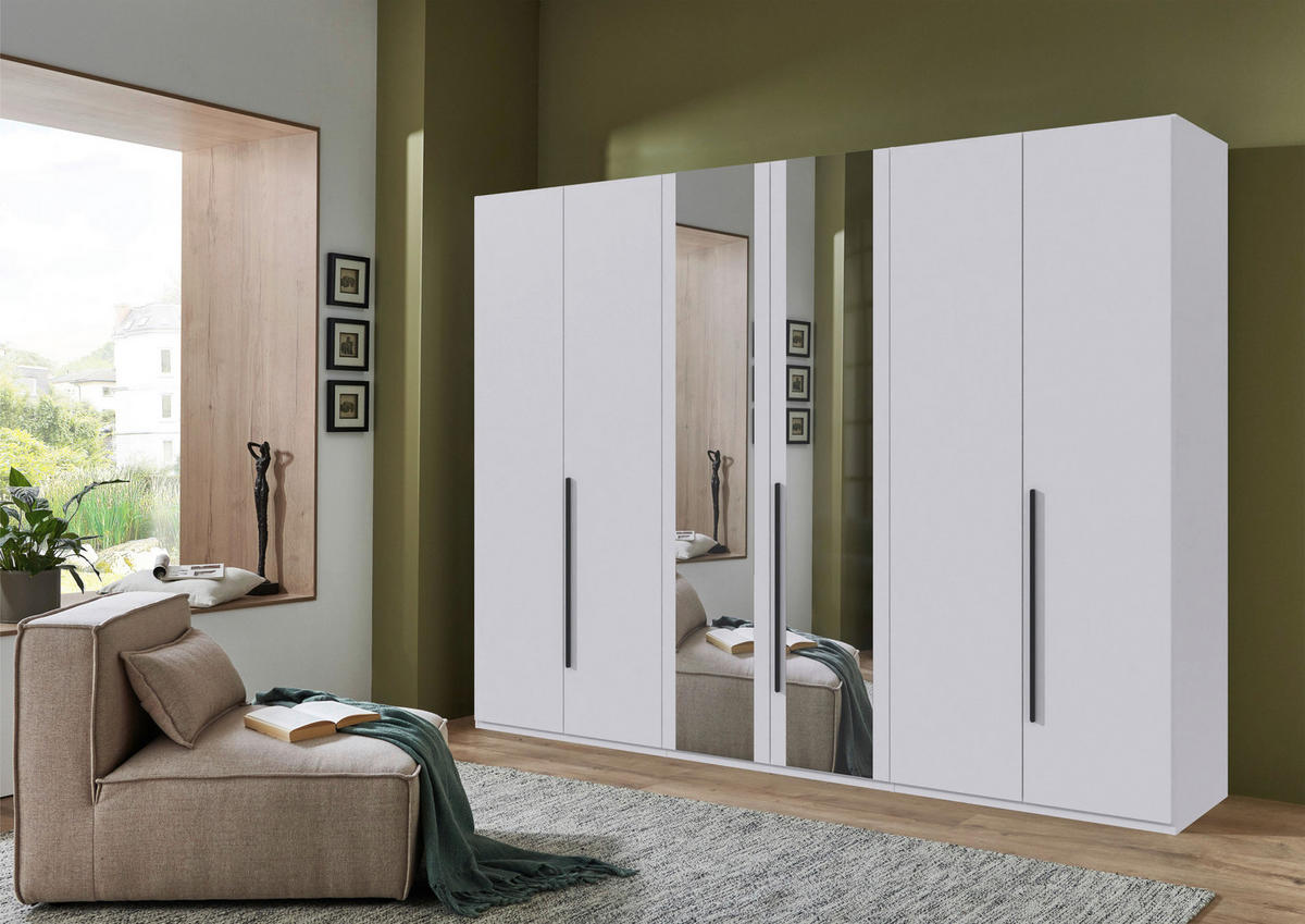 DREHTÜRENSCHRANK 6-türig Graphitfarben, Weiß  - Graphitfarben/Weiß, MODERN, Glas/Holzwerkstoff (270/208/58cm) - Chameo