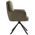 ARMLEHNSTUHL  Stoffauswahl, Sitzfläche 180° drehbar Cord  - Schwarz/Olivgrün, Design, Textil/Metall (62/95/67cm) - Novel