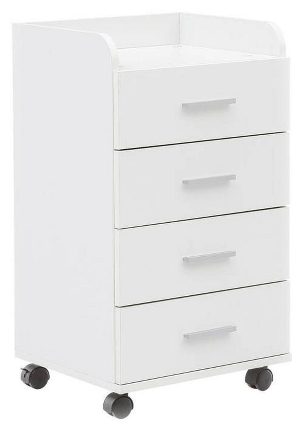 KONTAJNER NA KOLIESKACH, 40/70,5/33 cm - biela/strieborná, Konventionell, kov/kompozitné drevo (40/70,5/33cm) - MID.YOU