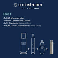 WASSERSPRUDLER DUO INKL. METALLFLASCHE  - Anthrazit, Basics, Glas/Kunststoff (15.8/44/31cm) - SodaStream