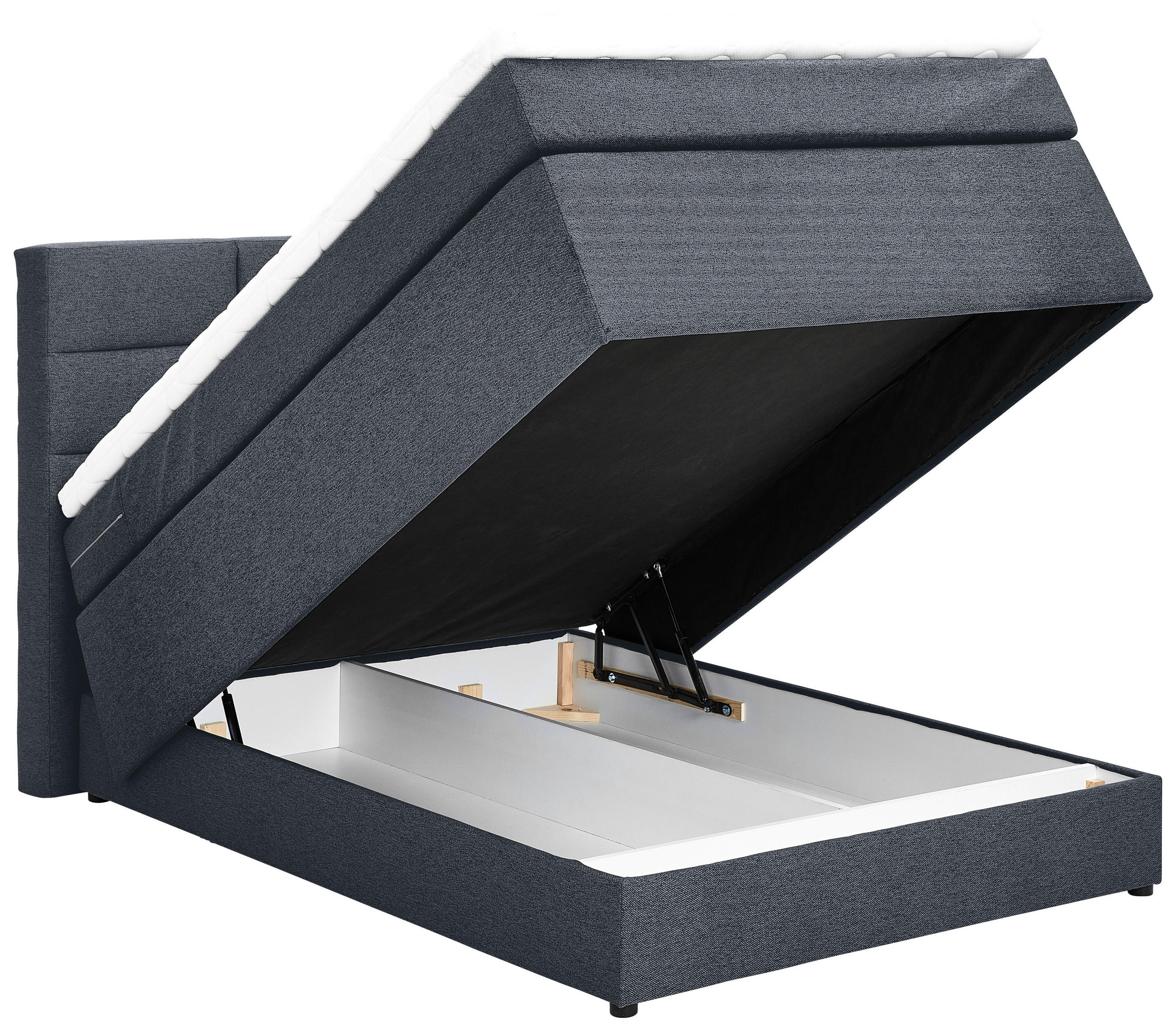 BOXSPRINGBETT 120/200 cm  in Dunkelgrau  - Dunkelgrau/Schwarz, KONVENTIONELL, Textil (120/200cm) - Carryhome