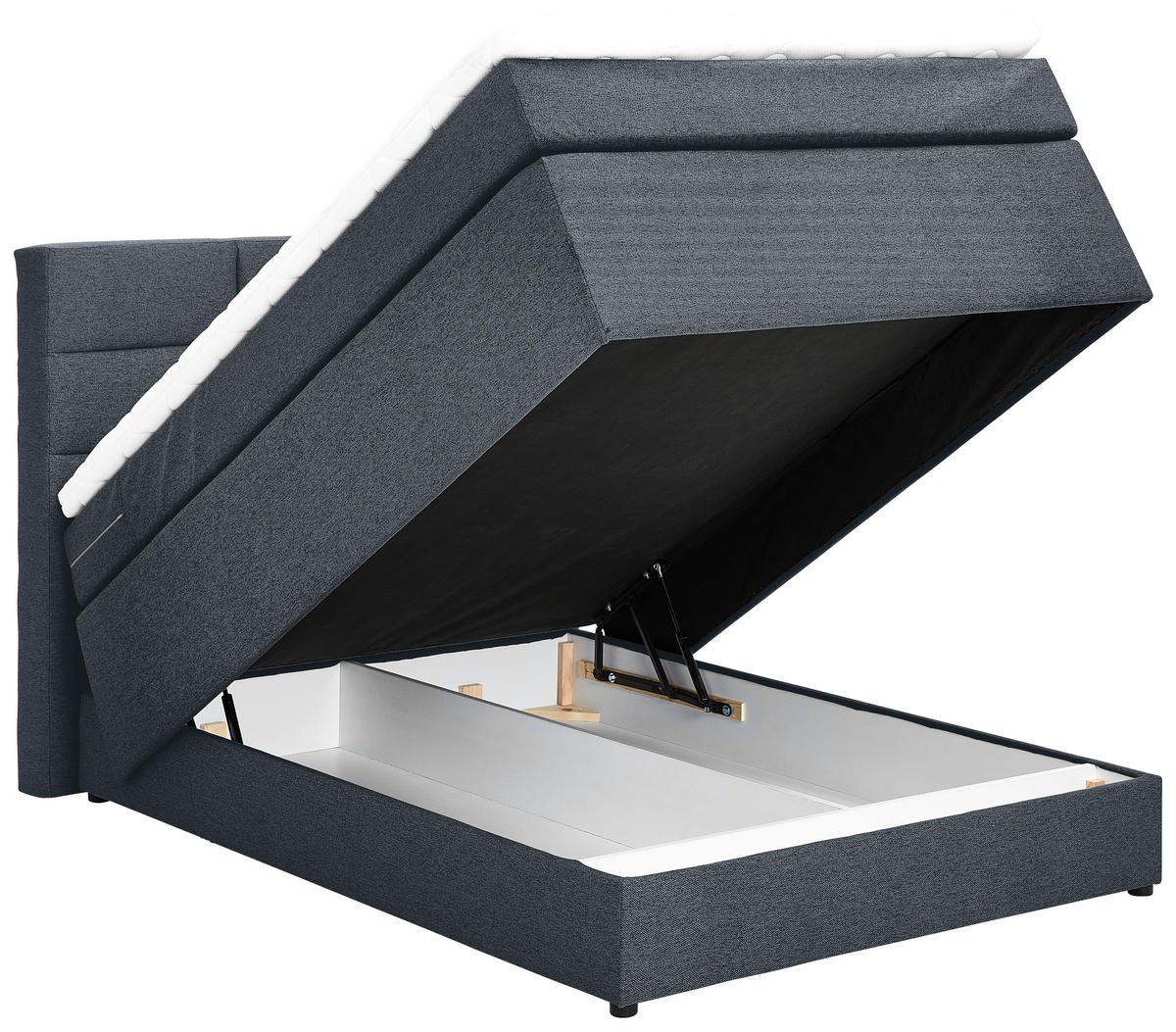 BOXSPRINGBETT 140/200 cm  in Dunkelgrau  - Dunkelgrau/Schwarz, KONVENTIONELL, Textil (140/200cm) - Carryhome