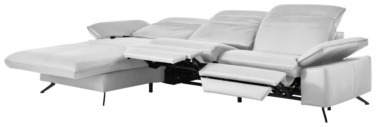 ECKSOFA  Echtleder Weiss  - Weiss/Schwarz, Design, Leder/Metall (169/307cm) - Beldomo Premium