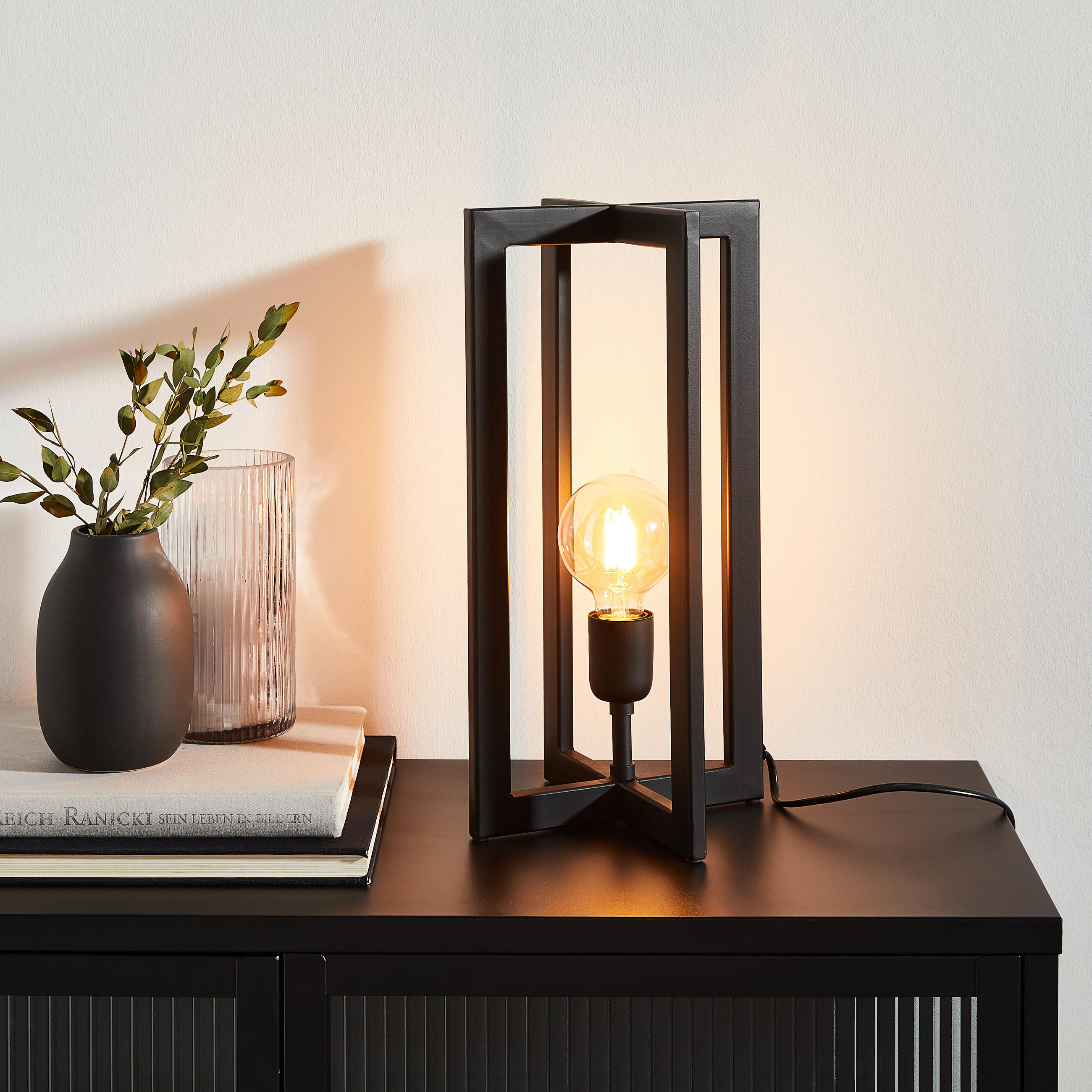 TISCHLEUCHTE 21/40 cm   - Schwarz, Trend, Metall (21/40cm) - Light & Living