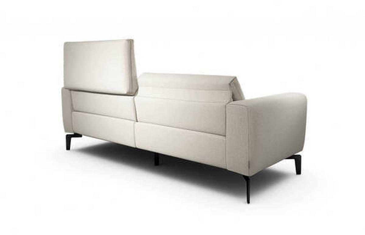 2,5-Sitzer inkl. Hocker in Chenille Naturfarben  - Schwarz/Naturfarben, Design, Textil/Metall (220/86/86-94cm) - SENSOO