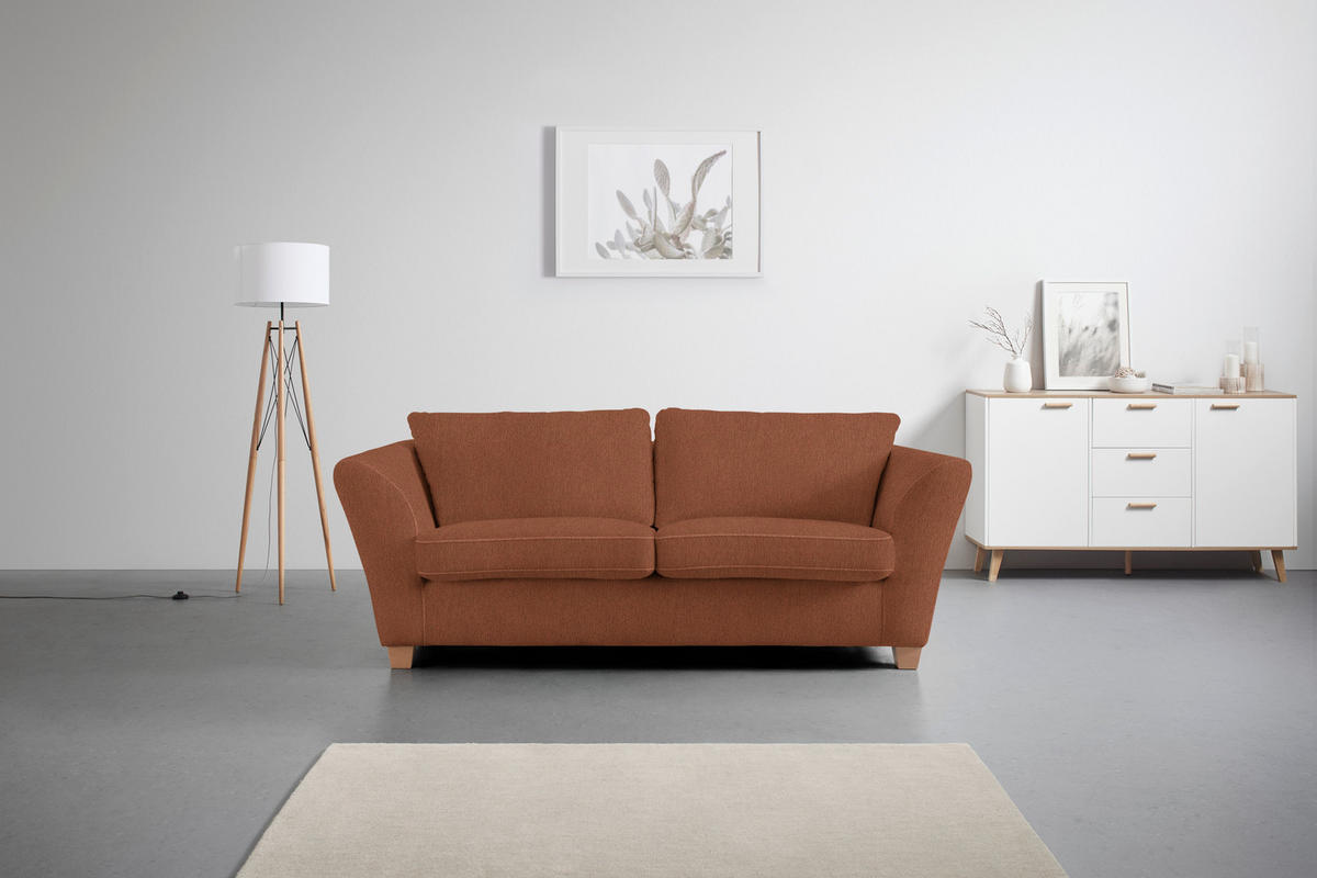 3-SITS SOFFA i chenille kopparfärgad  - naturfärgad/kopparfärgad, trä/textil (216/70-85/95cm) - MID.YOU