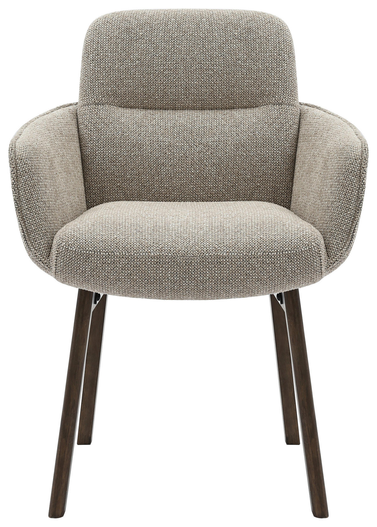 ARMLEHNSTUHL  in Struktur  - Beige/Dunkelbraun, MODERN, Holz/Textil (61/88/59cm) - MID.YOU