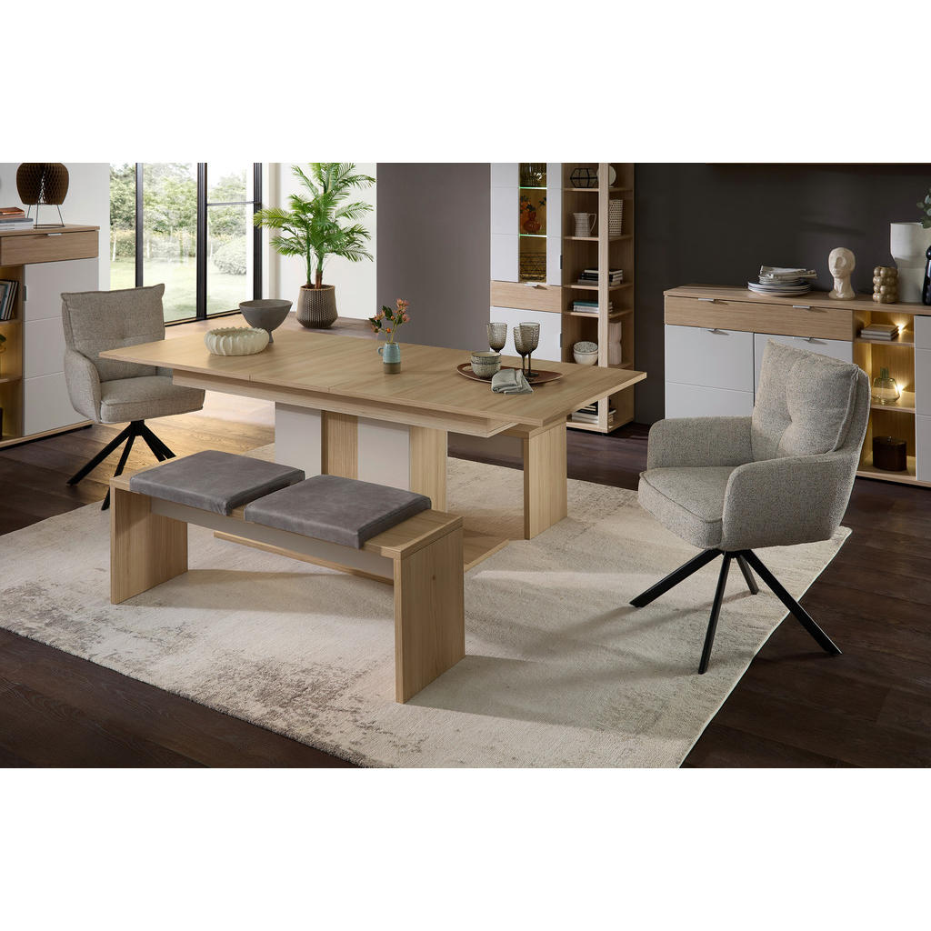 Thumbnail - Stylife Sitzbank, Eiche, Hellgrau, Textil, 2-Sitzer, 130x49x40 cm, Esszimmer, Bänke, Sitzbänke