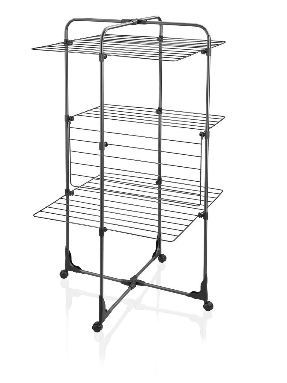 TURMWÄSCHETROCKNER CLASSIC TOWER 270 BLACK 68/68/126 cm  - Schwarz, Basics, Kunststoff (68/68/126cm) - Leifheit