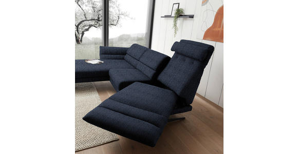 ECKSOFA Dunkelblau Flachgewebe  - Schwarz/Dunkelblau, Design, Textil/Metall (176-217/279-327cm) - Dieter Knoll