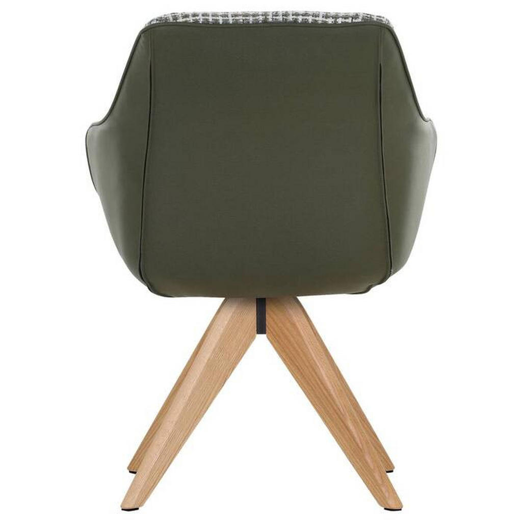 Thumbnail - Novel Armlehnstuhl, Weiß, Eiche, Olivgrün, Textil, Eiche, massiv, Drehkreuz, 60x83x65 cm, Stoffauswahl, Sitzfläche 360° ...