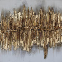 ÖLGEMÄLDE Abstraktes, Strukturen 60/60 cm  - Goldfarben, Design, Holz/Textil (60/60cm) - Monee