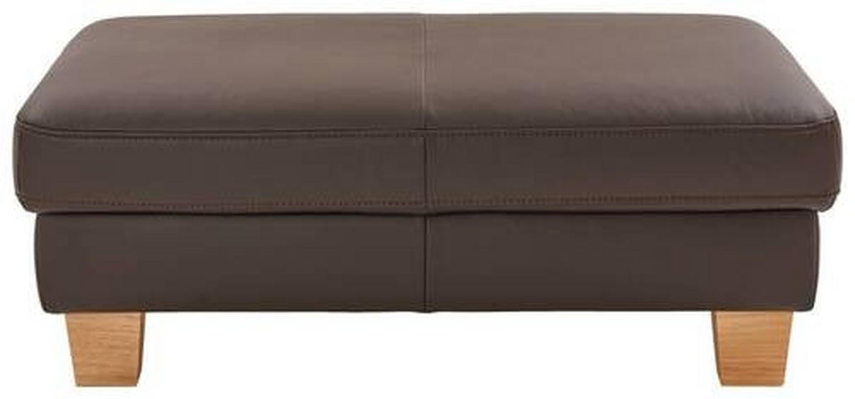 ECKSOFA in Echtleder Dunkelbraun  - Eiche Bianco/Dunkelbraun, Konventionell, Leder/Holz (259/235cm) - Valdera