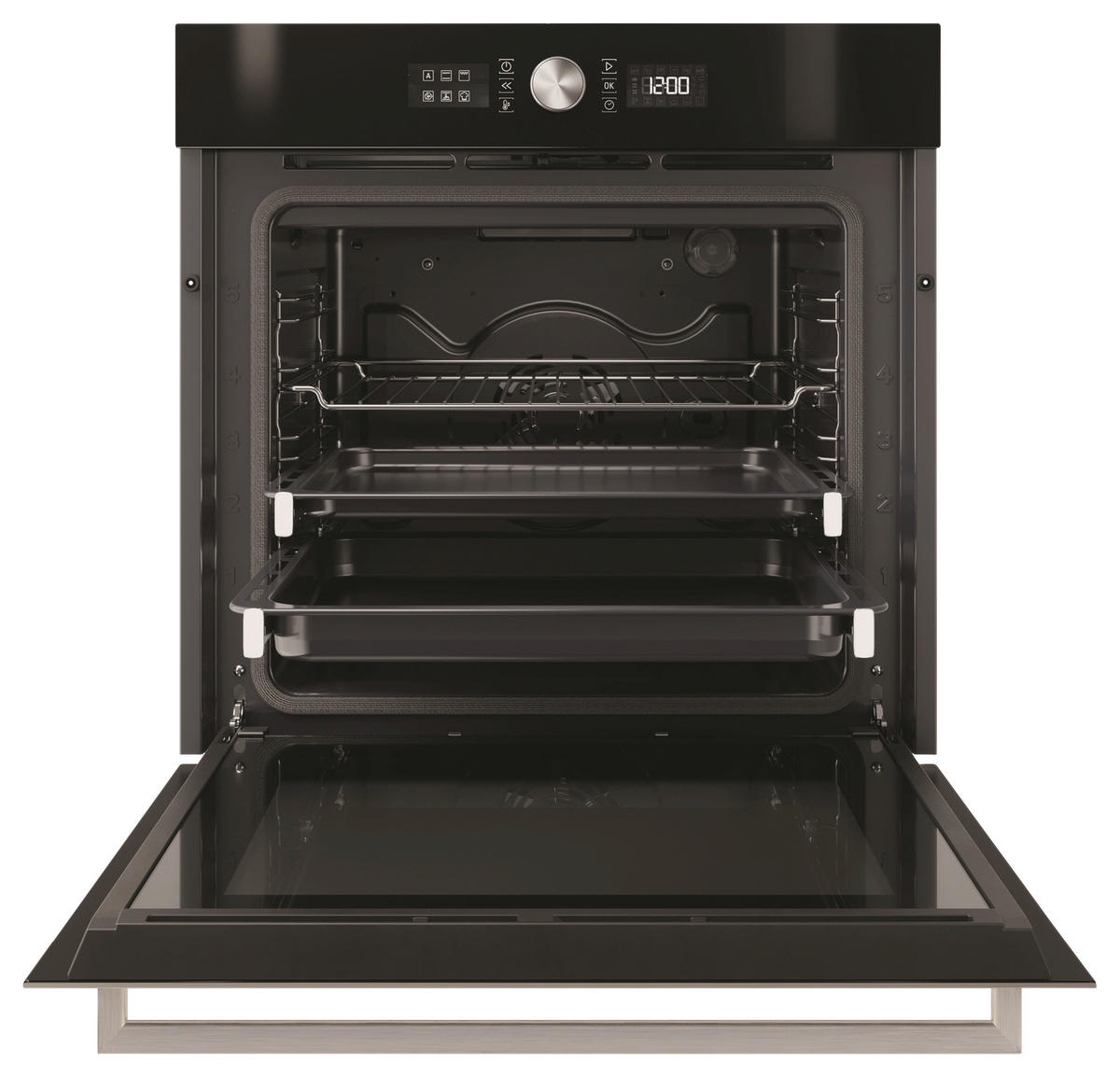 BACKOFENSET BAKO5 PF26 BLACK  - Edelstahlfarben/Schwarz, Basics, Glas/Metall (60/52cm) - Bauknecht