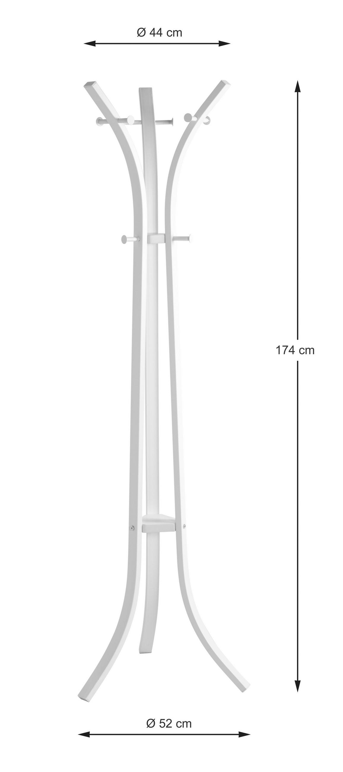 VEŠIAK NA KABÁTY - biela, Basics, kov (45/177/45cm)