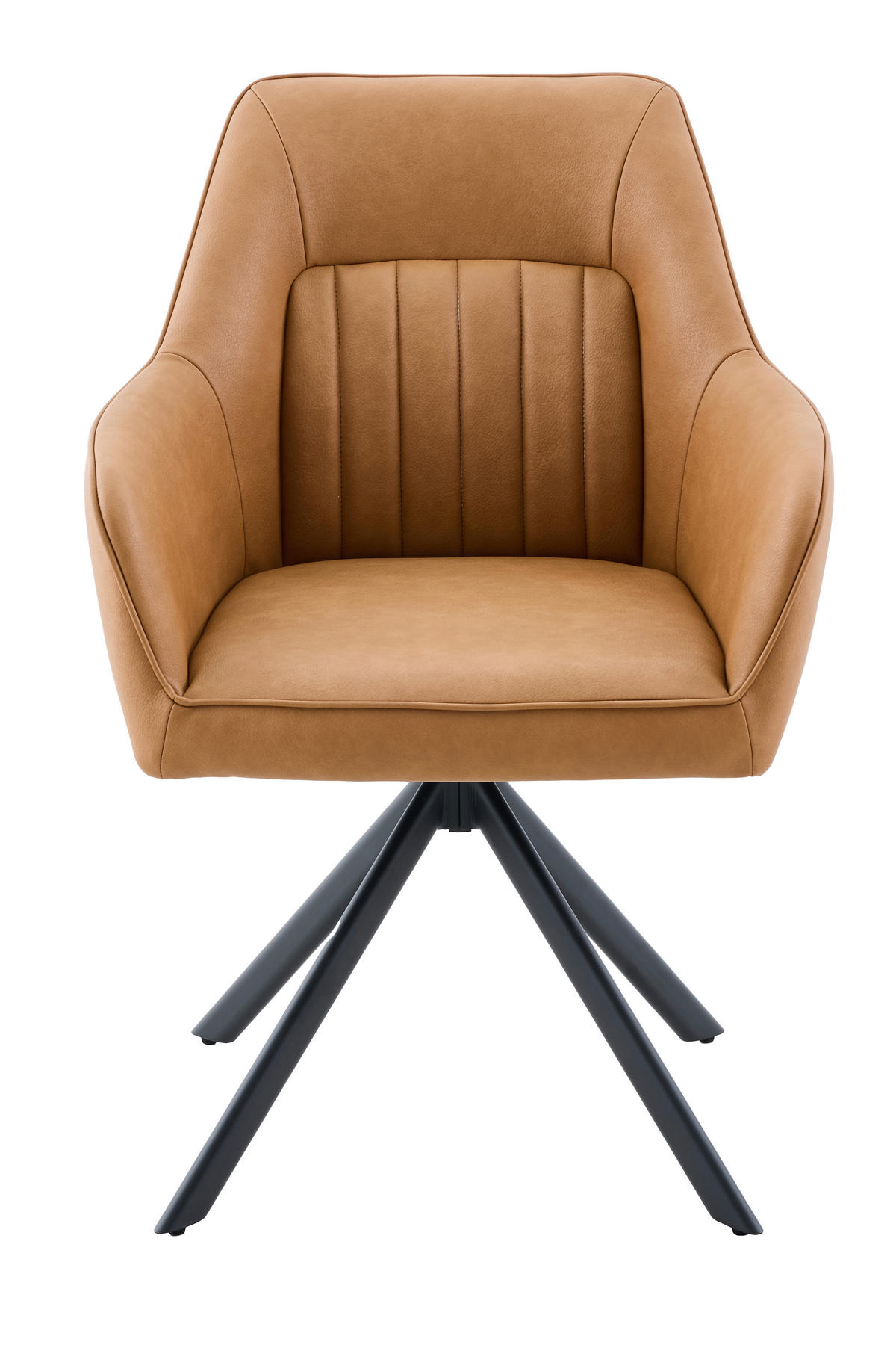 ARMLEHNSTUHL-SET 2 Stück  in Stahl Lederlook  - Cognac/Schwarz, MODERN, Textil/Metall (62/92/68cm) - MID.YOU