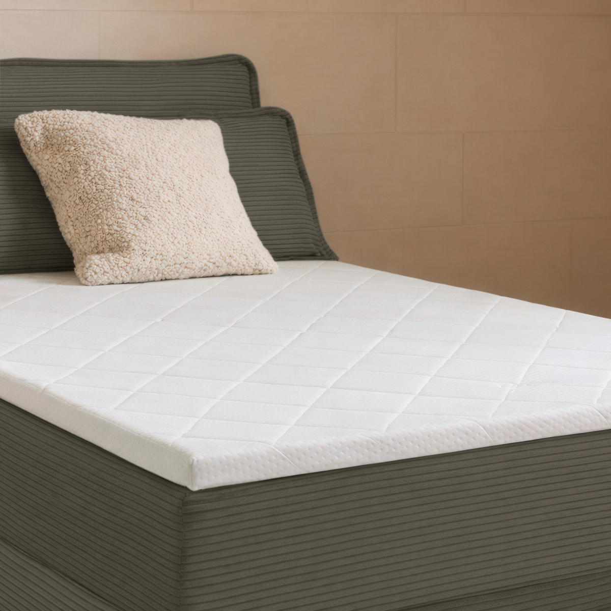 BOXBETT 120/200 cm,  in Waldgrün, Kissen, Bettkasten, Topper, H3 = fest  - Waldgrün/Schwarz, Design, Kunststoff/Textil (120/200cm) - Chameo