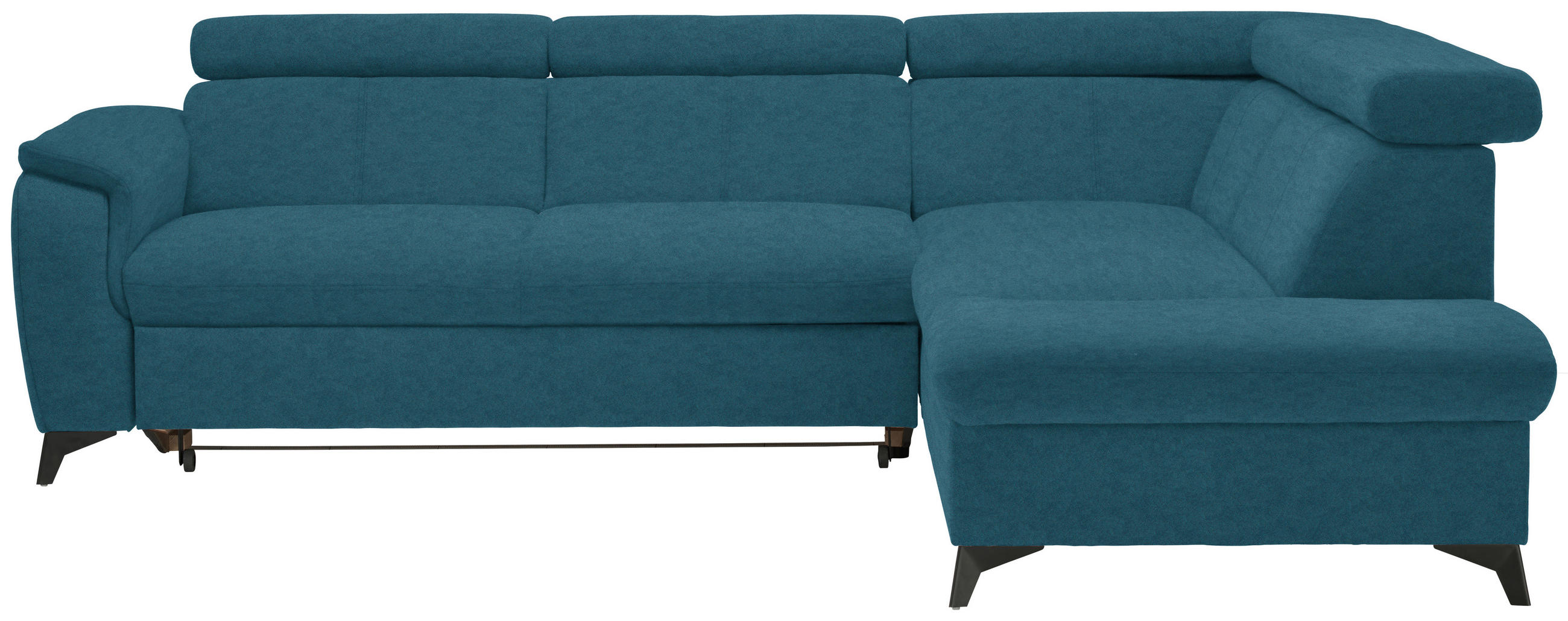 ECKSOFA in Mikrofaser Blau  - Blau/Schwarz, Design, Textil/Metall (260/203cm) - Stylife