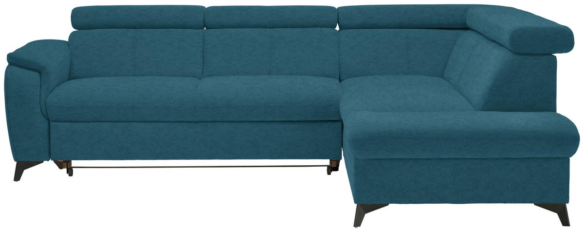 ECKSOFA in Mikrofaser Blau  - Blau/Schwarz, Design, Textil/Metall (260/203cm) - Stylife