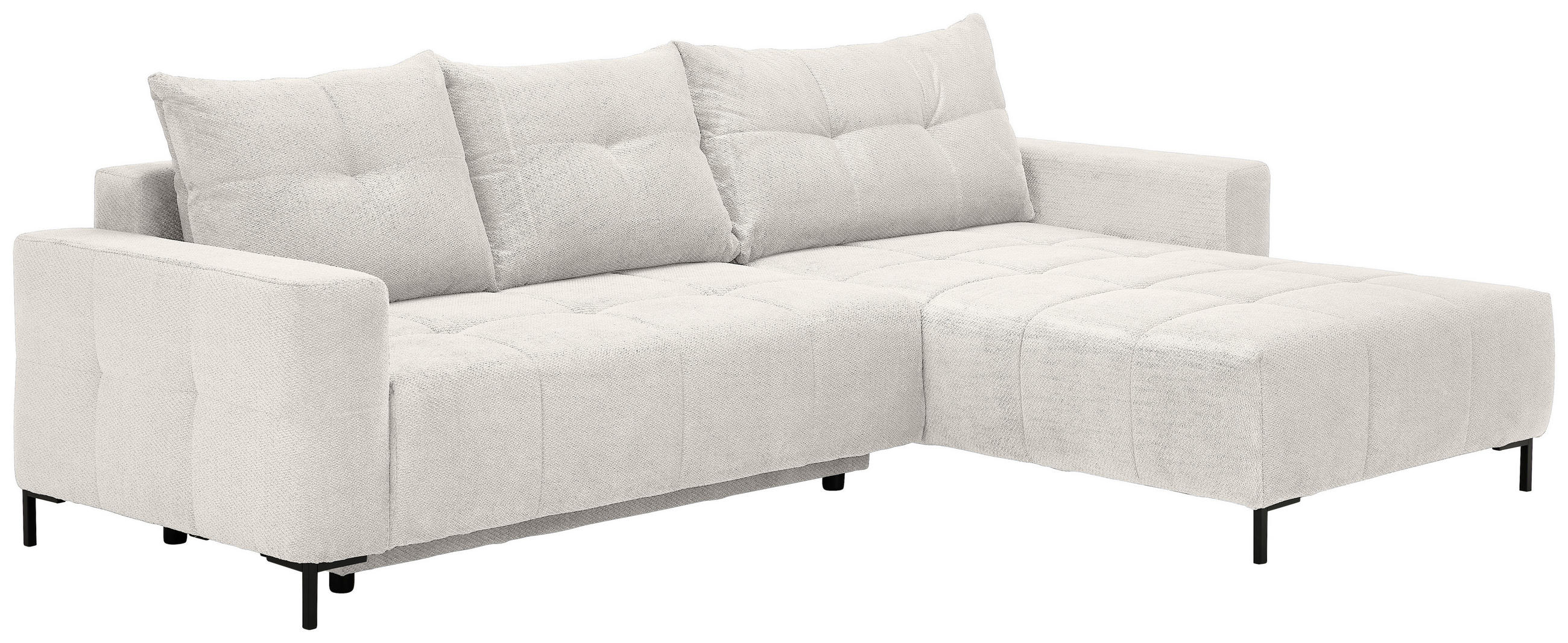 ECKSOFA Weiß Webstoff  - Schwarz/Weiß, KONVENTIONELL, Textil/Metall (292/192cm) - Carryhome