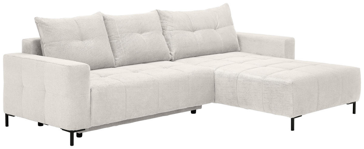 HÖRNSOFFA i vävt tyg vit  - vit/svart, Klassisk, metall/textil (292/192cm) - MID.YOU