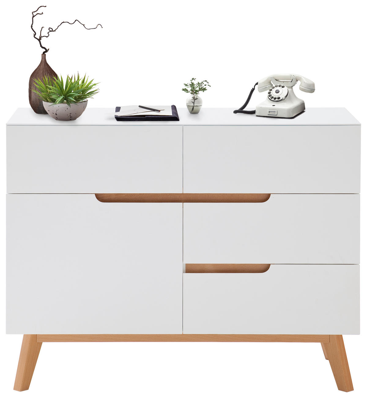 KOMMODE Cervo  in 97/76/40 cm  - Eichefarben/Weiß, Design, Holz/Holzwerkstoff (97/76/40cm)