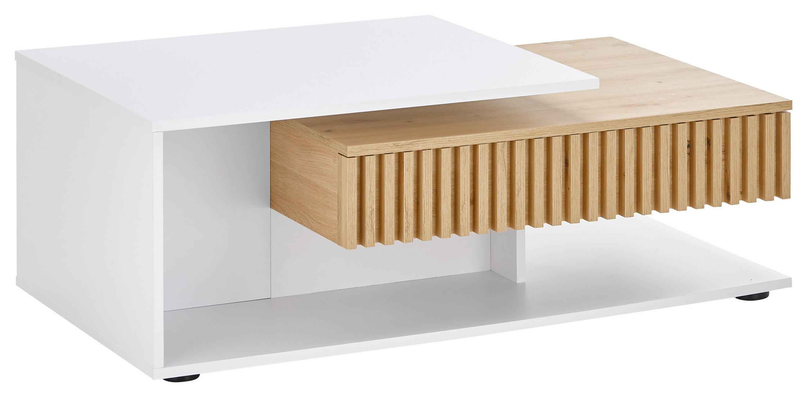 COUCHTISCH 110/60/40 cm rechteckig Weiß, Eiche Artisan  - Eiche Artisan/Weiß, Design, Holzwerkstoff (110/60/40cm) - Boxxx