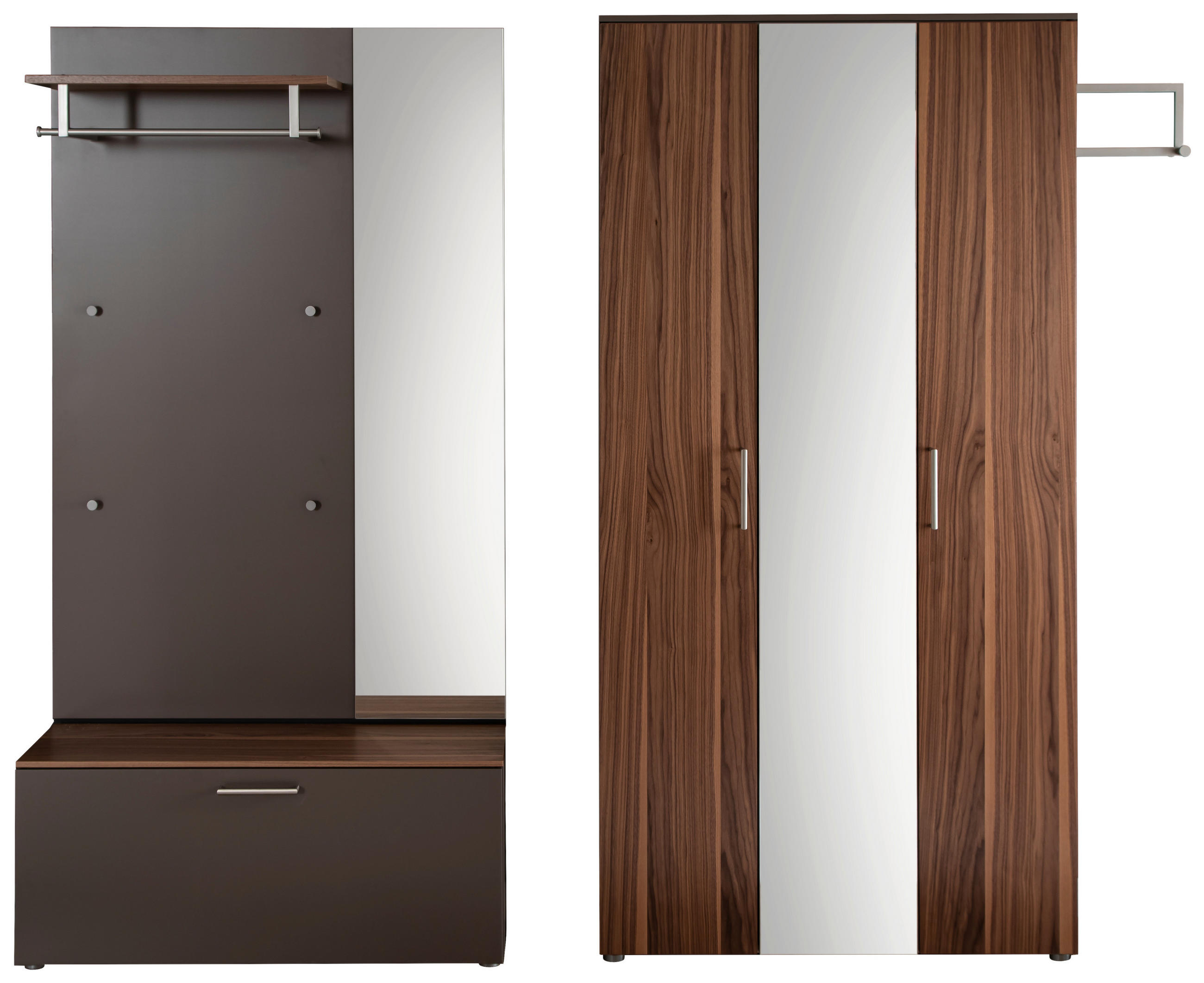 GARDEROBE  in 240/198/29 cm  - Graubraun/Nussbaumfarben, Design, Holzwerkstoff (240/198/29cm) - Moderano
