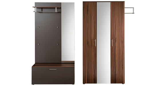 GARDEROBE  in 240/198/29 cm  - Graubraun/Nussbaumfarben, Design, Holzwerkstoff (240/198/29cm) - Moderano