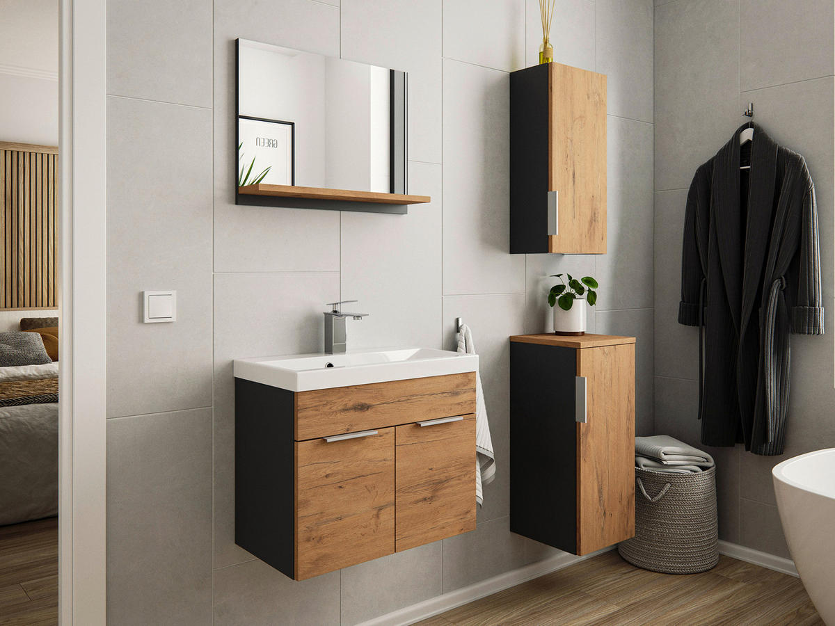 WASCHTISCHKOMBI 59,5 cm  - Eichefarben/Graphitfarben, Basics, Holzwerkstoff/Stein (59,5cm) - MID.YOU