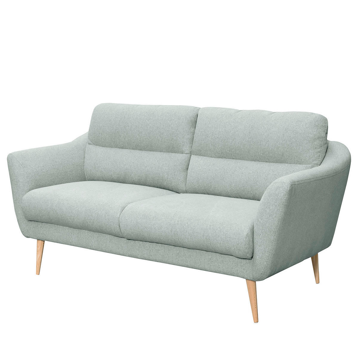 2-SITZER-SOFA Webstoff Hellblau  - Buchefarben/Hellblau, Design, Holz/Textil (158/87/88cm) - Livetastic