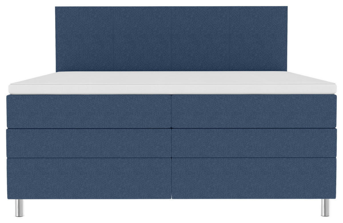 BOXSPRINGBETT 200/200 cm,  in Blau, Bettkasten, Topper, Matratzen, H3 = fest  - Chromfarben/Blau, KONVENTIONELL, Kunststoff/Textil (200/200cm) - Boxxx