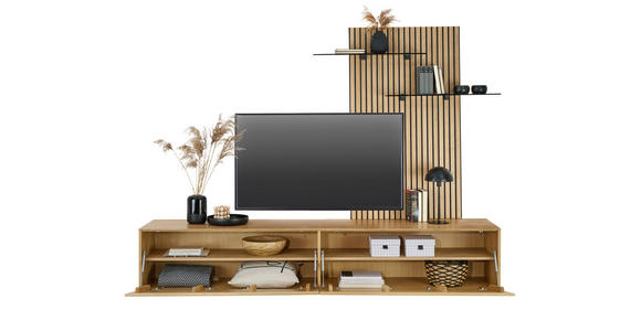 WOHNWAND 2-teilig  in Eichefarben  242/160/50 cm  - Eichefarben, Design, Glas/Holz (242/160/50cm) - Dieter Knoll