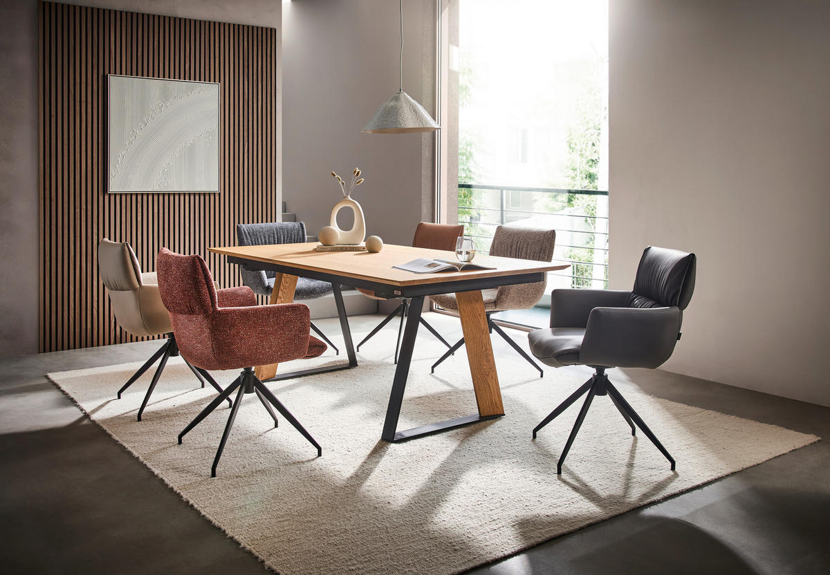ARMLEHNSTUHL  in Eisen Leinenoptik  - Rostfarben/Schwarz, Design, Textil/Metall (64/86/63cm) - Dieter Knoll