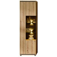 VITRINE Anthrazit, Eiche Artisan  60/205/40 cm  - Anthrazit/Schwarz, Design, Glas/Holzwerkstoff (60/205/40cm) - Stylife
