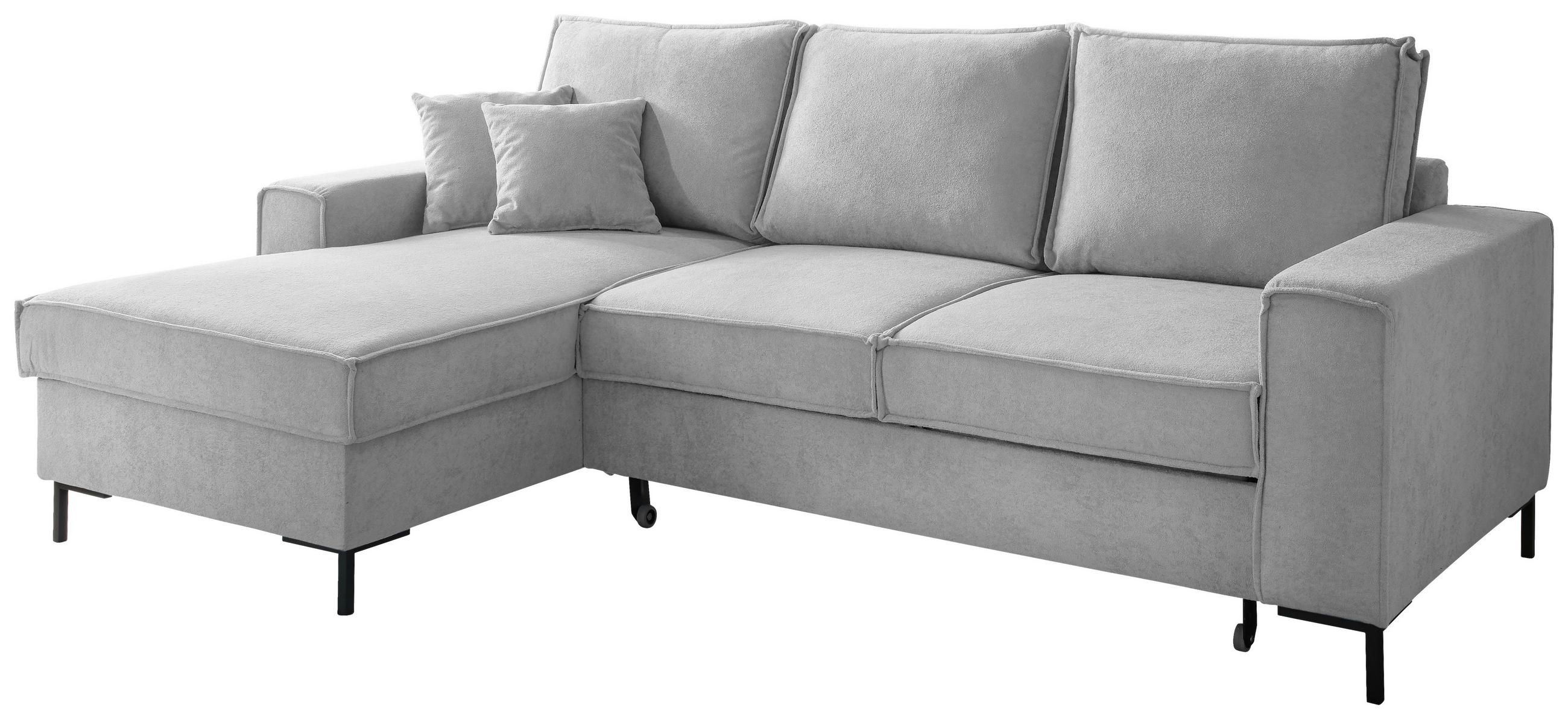 ECKSOFA  in Mikrofaser Silberfarben  - Silberfarben/Schwarz, MODERN, Textil/Metall (150/240cm) - Livetastic