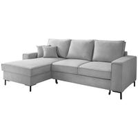 ECKSOFA  in Mikrofaser Silberfarben  - Silberfarben/Schwarz, MODERN, Textil/Metall (150/240cm) - Livetastic