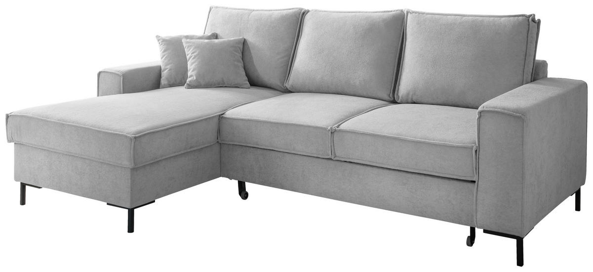 ECKSOFA  in Mikrofaser Silberfarben  - Silberfarben/Schwarz, MODERN, Textil/Metall (150/240cm) - Livetastic