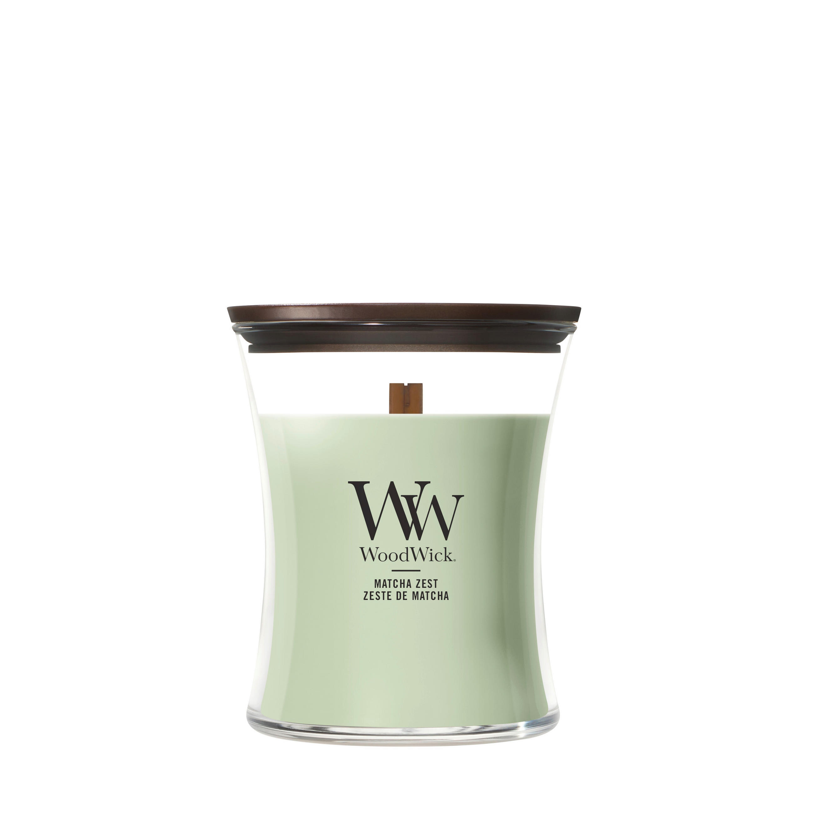 ILLATGYERTYA - zsályazöld/átlátszó, Basics, üveg/paraffin (9.9/11.4/9.9cm) - WoodWick