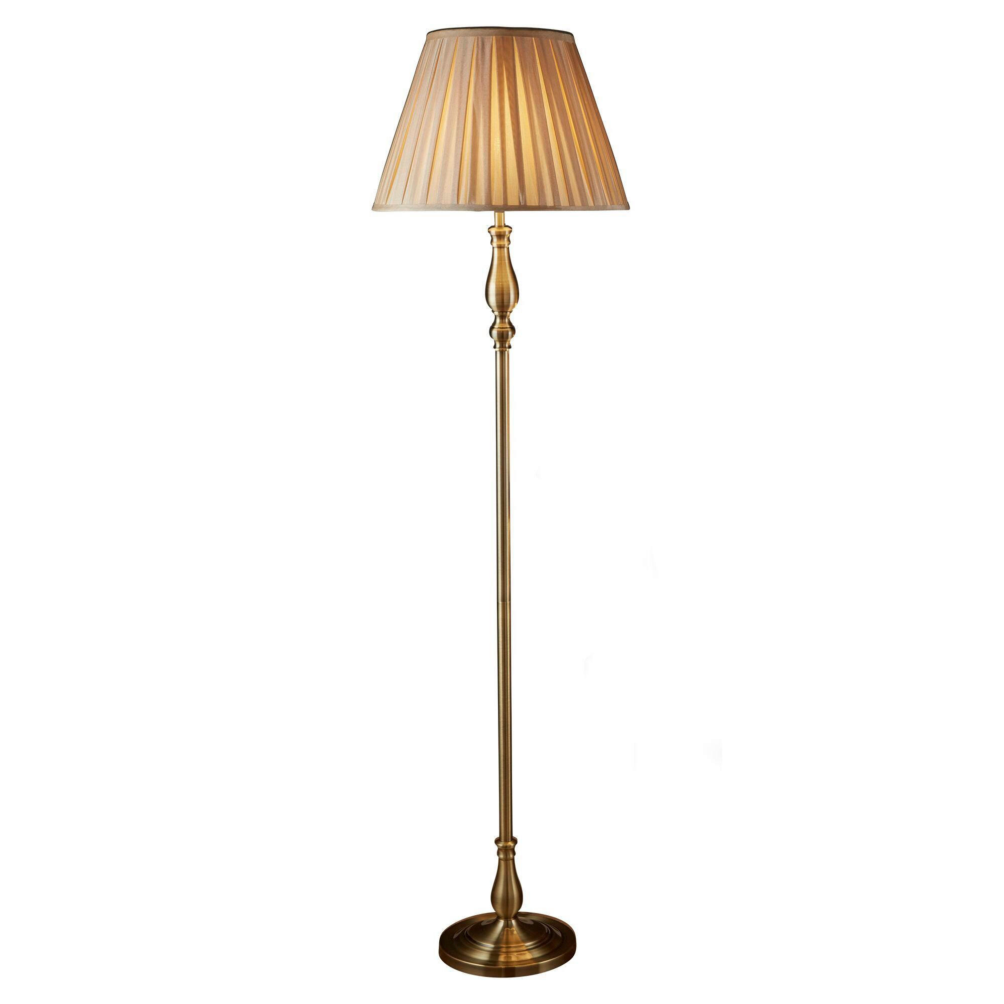 GOLVLAMPA Flemish 40,5/170 cm    - ljusbrun/mässingsfärgad, Klassisk, metall/textil (40,5/170cm)